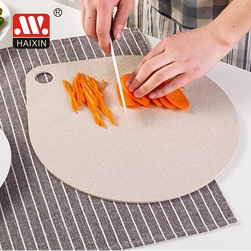 chopping board round shape with handle wheat fiber material