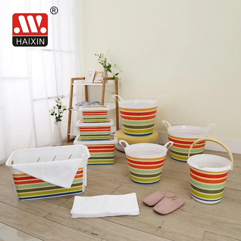 In mold labeling plastic storage basket rainbow storage box with lid(4.8L)rectangle