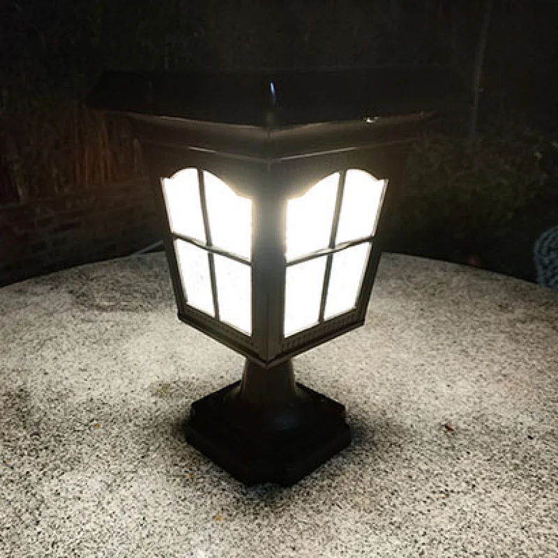 Vintage Style LED Cast Aluminum Solar Post Light Fixture with 3-Inch Fitter Base for Outdoor Garden Post Pole Mount