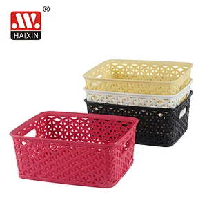 Plastic rectangular storage weave basket 4L