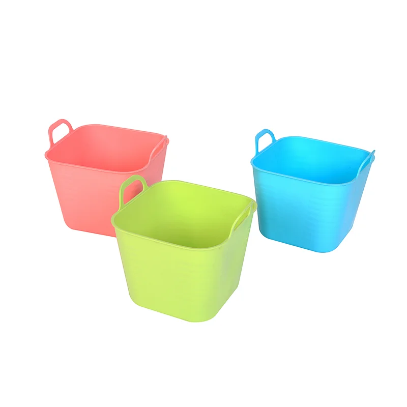Plastic flexible rectangular handy PE bucket 3.7L for storage