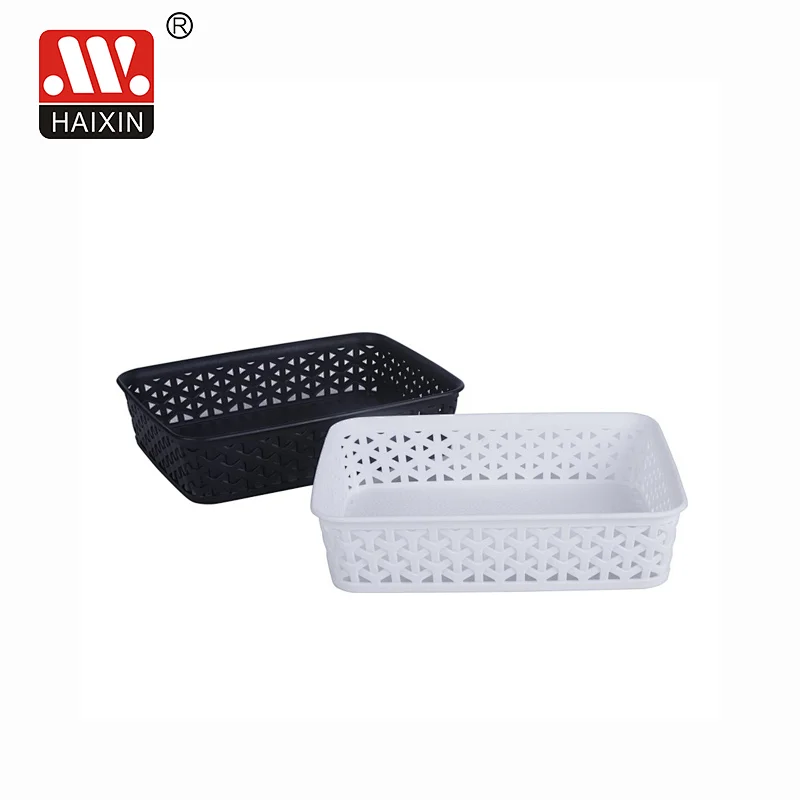 Plastic rectangular storage weave basket 1.9L