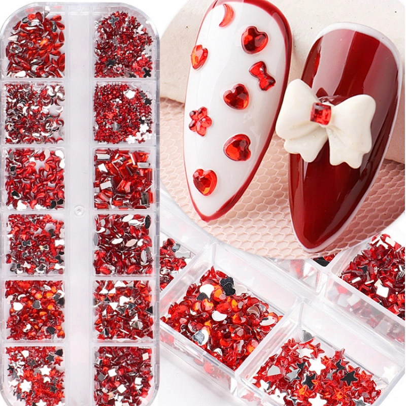 Love Star Resin Flat Glass Rhinestones