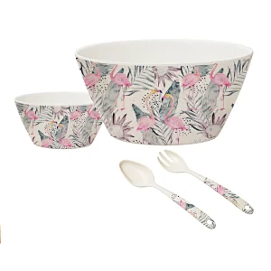 BAMBOO FIBER SALAD SET WITH DECO
