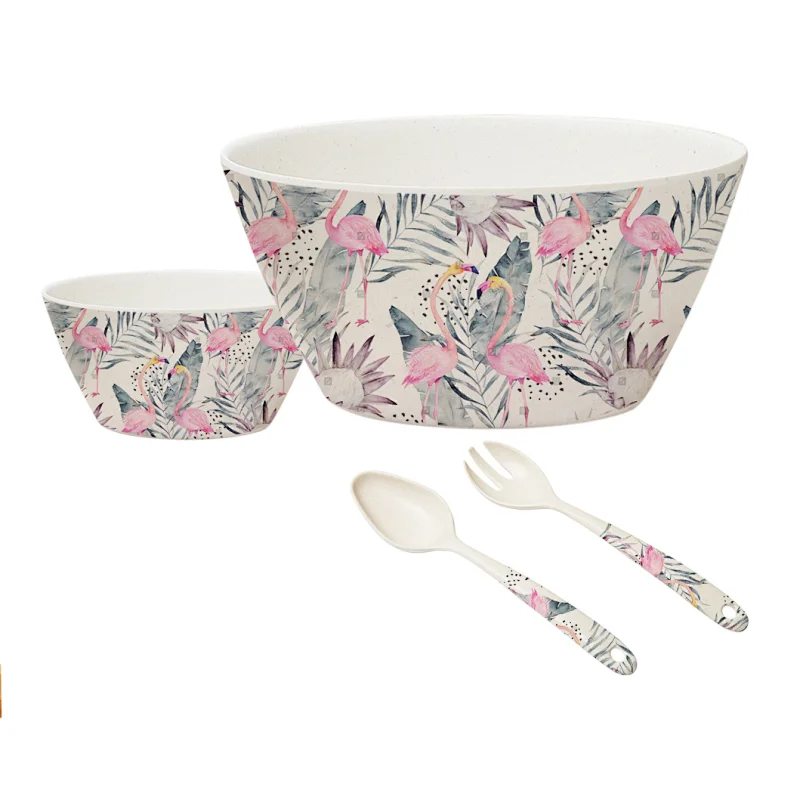 BAMBOO FIBER SALAD SET WITH DECO