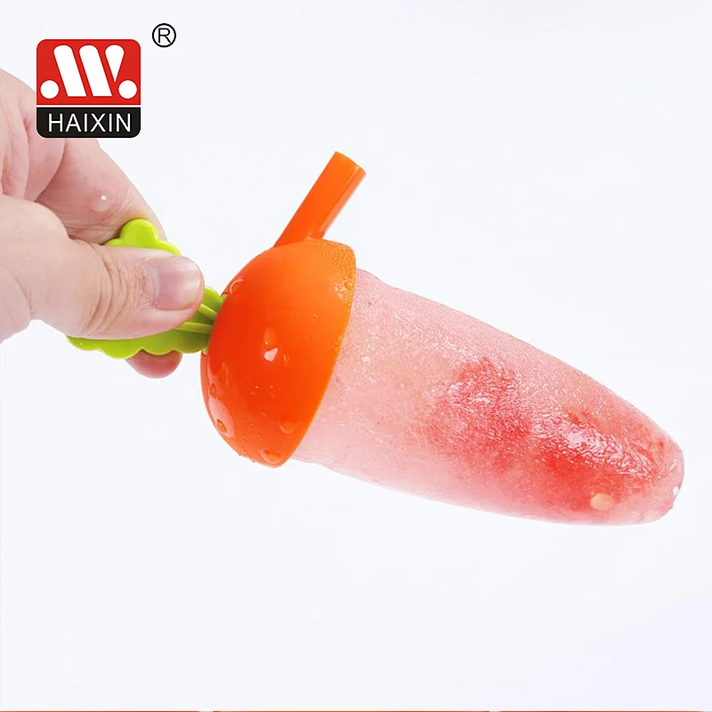 4pcs/6pcs ice-lolly traditional carrot pop plastic stick big long mouth cap molds  maker