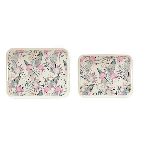 BAMBOO FIBER SQUARE TRAY WITH DECO