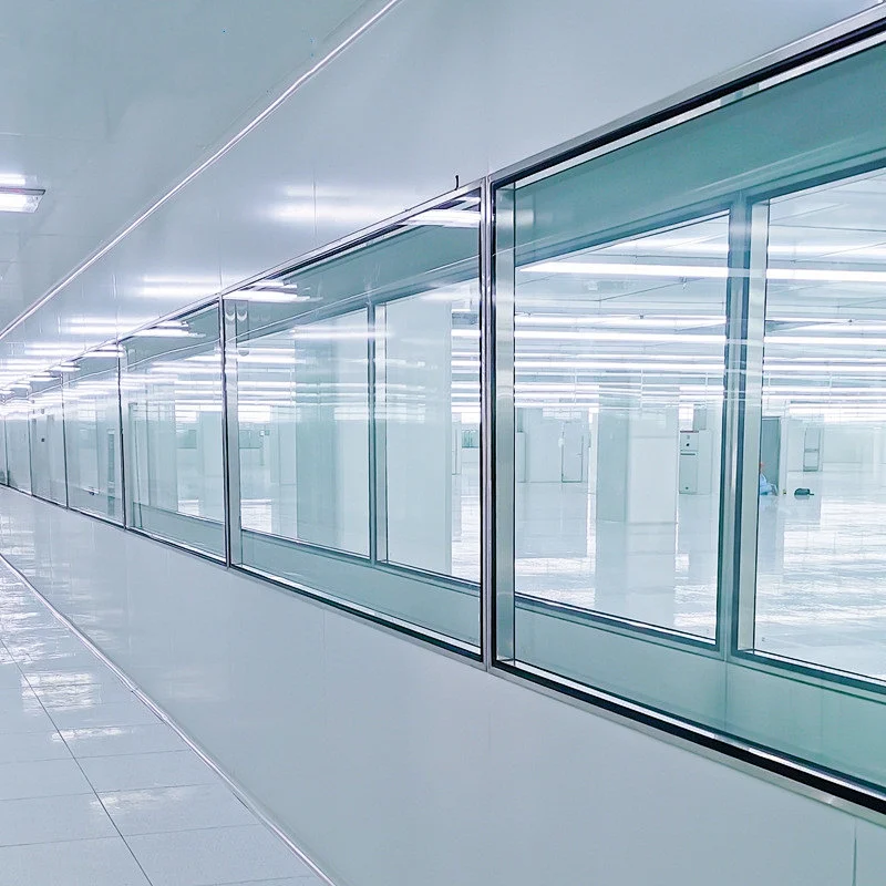 Modular Cleanroom Grade 304 Stainless Steel Surface Tempered Glass Window Cleanroom Project