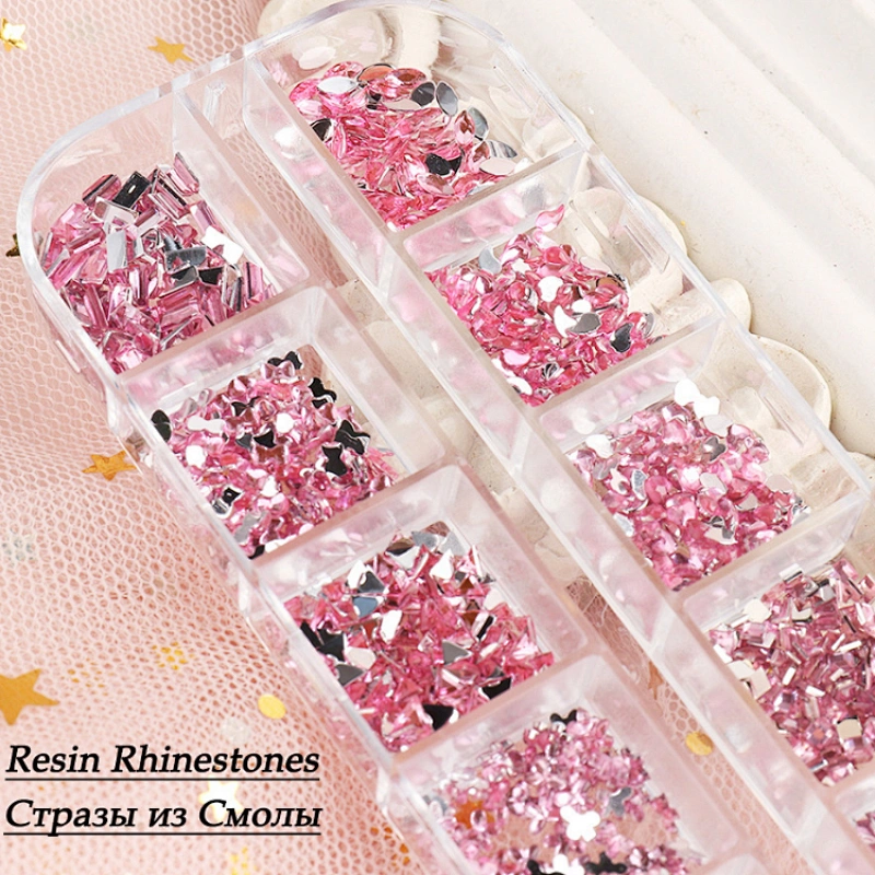 Love Star Resin Flat Glass Rhinestones