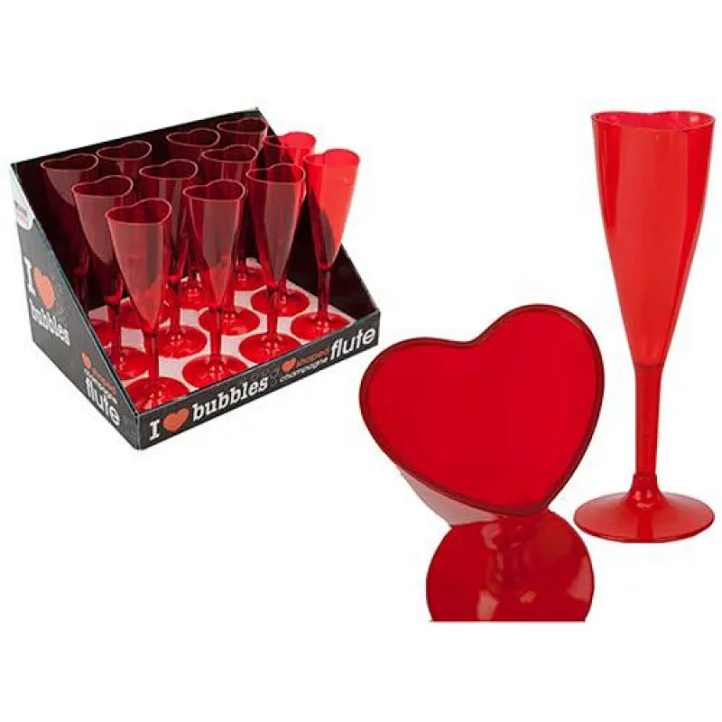 PLASTIC HEART CHAMPAGNE GLASS