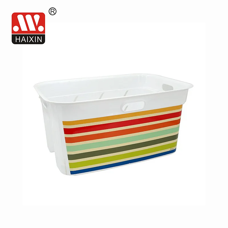 In mold labeling plastic storage basket rainbow storage box  rectangle