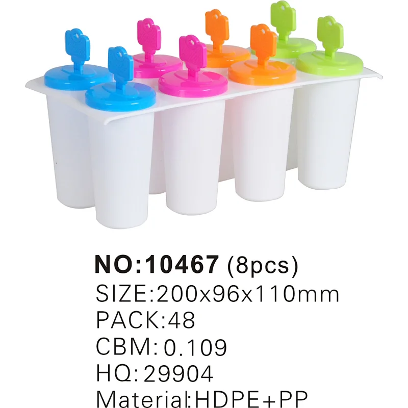 Key Shape Ice-Lolly Maker 8 Pcs Plastic Ice Cream Mould Reusable Ice Lolly Molds