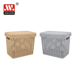 Plastic basket with cover and handle 11L