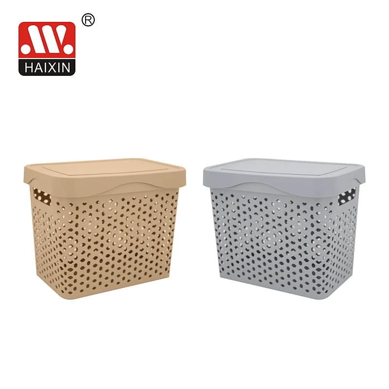 Plastic basket with cover and handle 11L