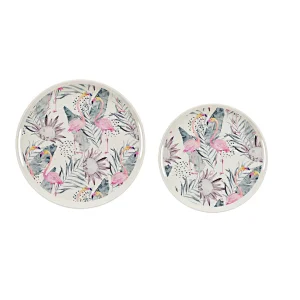 BAMBOO FIBER ROUND TRAY WITH DECO
