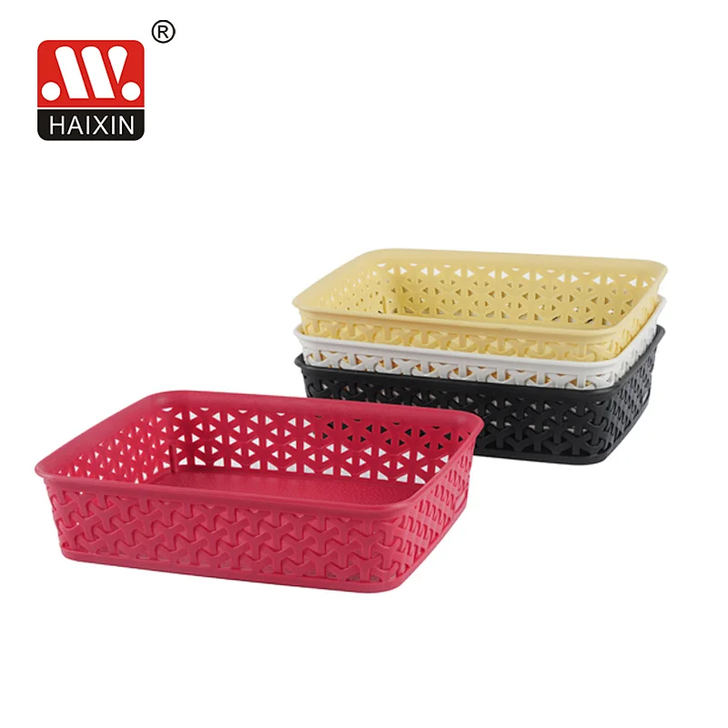 Plastic rectangular storage weave basket 1.9L