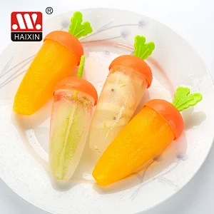 4pcs/6pcs ice-lolly traditional carrot pop plastic stick round cap molds  maker