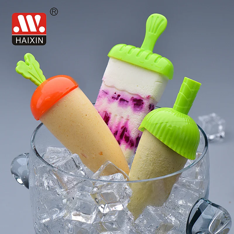 4pcs/6pcs ice-lolly traditional carrot pop plastic stick round cap molds  maker