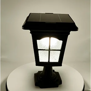 Vintage Style LED Cast Aluminum Solar Post Light Fixture with 3-Inch Fitter Base for Outdoor Garden Post Pole Mount