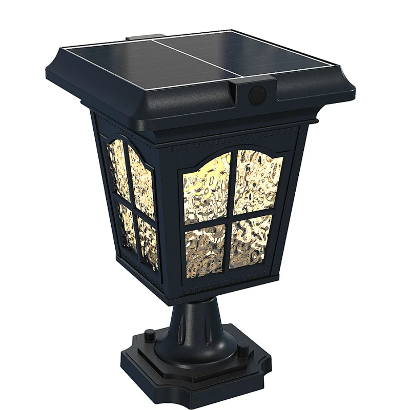 Retro Outdoor Solar Lamp Post Light With 3-Inch Aluminum Mount Base, 3CCT Solar Post Lights Outdoor Classic Die Cast Aluminum With Diamond Glass, Solar Pillar Light For Gate Column, Driveway