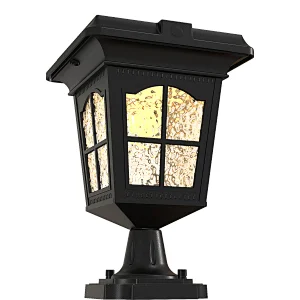 Retro Outdoor Solar Lamp Post Light With 3-Inch Aluminum Mount Base, 3CCT Solar Post Lights Outdoor Classic Die Cast Aluminum With Diamond Glass, Solar Pillar Light For Gate Column, Driveway