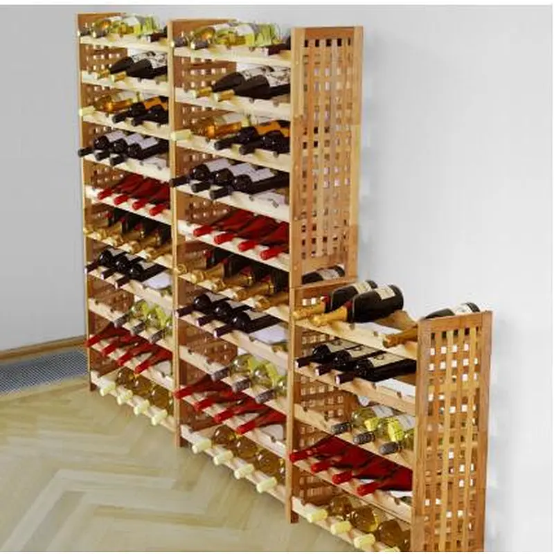 5-tier grid solid walnut oiled wood wine rack with 20 bottles from ...