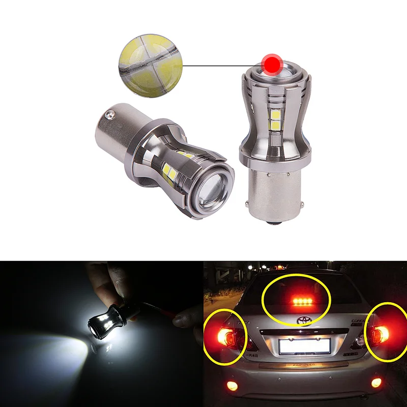 SANYOU Single ball S25 1156 Projector type LED back lamp Turn signal 16 units 2835SMD 8W 800lm DC12-30V White 1pc