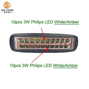 Amber white dual color Trailers LED Work Light Flashing Light 60W 6 inch