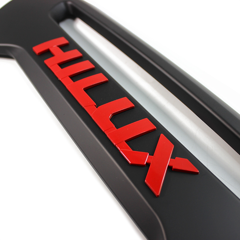 HILUX 2021 MATTE BLACK TAIL GATE COVER with red hilux