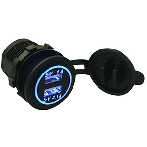 LED Light Dual USB Car Cigar 12V Socket Splitter Charger Power Adapter 175546