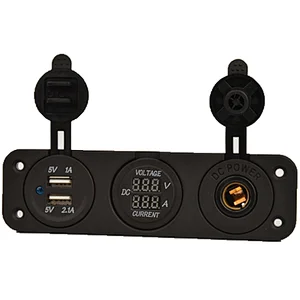 3 in 1 12-24V 5V 2.1A Dual 2 USB Digital Multimeter Current Tester & Voltage Merit Cigarette Lighter Socket Panel 174533