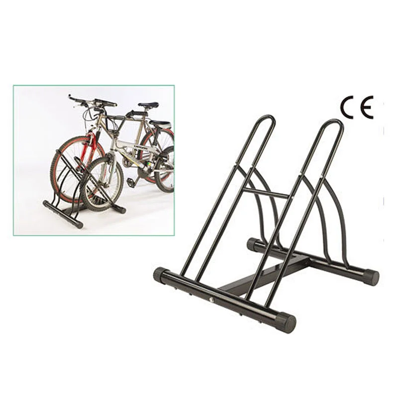 Quick-store designedfor 2 Bikes Floor Wall Bicycle Cycle Rack Storage Locking Stand Garage 175095