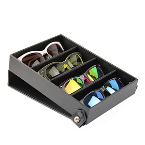 PU Leather Black Eyewear case glasses tray eyeglasses cabinet sunglasses display showcase