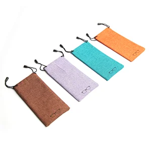 Linen Sunglasses Pouch Custom Print Bag Drawstring Bag