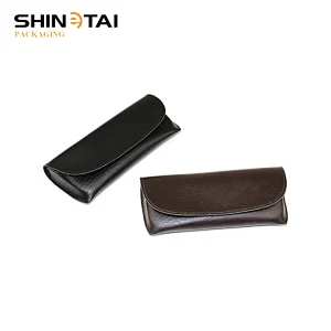 W Shape Opening Soft PU Sunglasses Case with Magic Tape