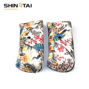 Peacock And Flower Printed Pu Leather Eye Glasses Case