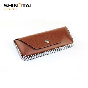 High Quality Pu Hand Made with Logo Sunglasses packing box and cases
