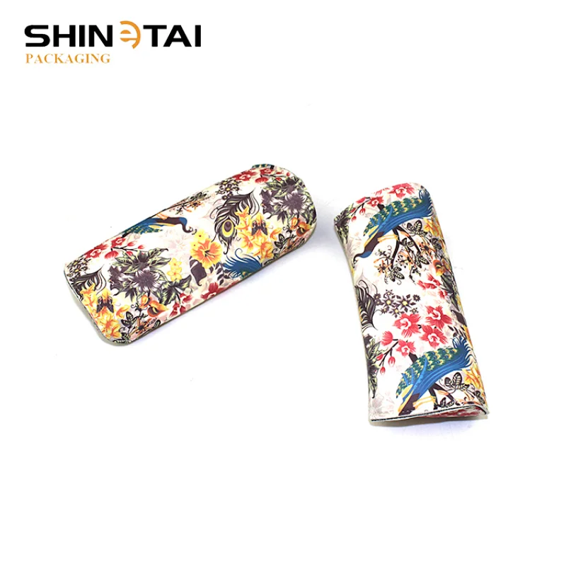 Peacock And Flower Printed Pu Leather Eye Glasses Case