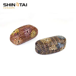 Straw Braid Pattern Leather Box for Sunglasses