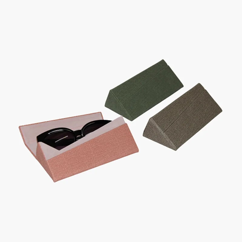 Fashion Print Logo Optical Handmade Custom Eyeglass Case Triangle Folding Glasses Case
