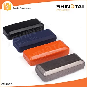 Classic Rectangular Shape Black PU Metal Optical Reading Glasses Case for Man