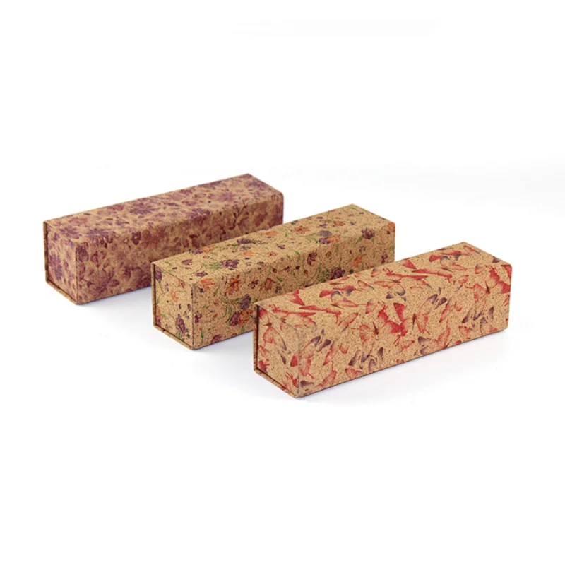 Collapsible Wood Flower Leather Handmade Cardboard Box Eyewear Case