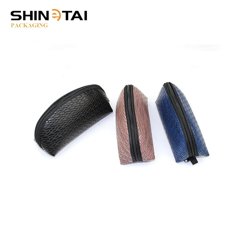 Woven Pattern Soft PU Sunglasses Case With Zipper