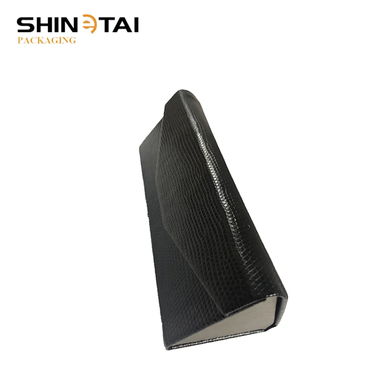 Custom Print Sunglasses Case Triangle Folding Eyeglasses Box PU Leather Handmade Eyewear Case