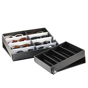 Handmade PU Leather Jewelry Sunglass Organizer Display Tray