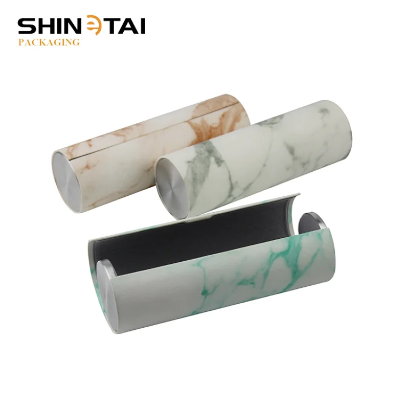 Marblling Cylindrical PU Lighter Magnetic Eyewear Case