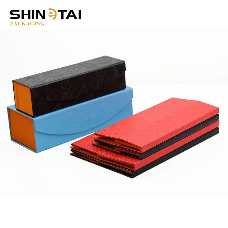 Wood Grain Folding Square Glasses Case Eyewear Case Opticlal Box Rectangle Handmade Case