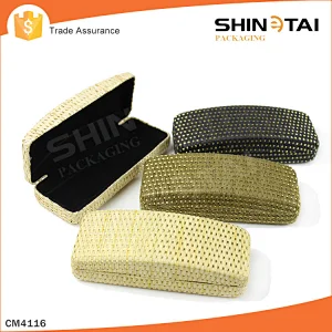 Custom Embossed Eyeglass Case Metal Hard Cheap PU Leather Optical Frame
