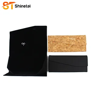 Wooden Leather Storage Case Folding Eyeglasses Box Triangle Handmade Glasses Case Custom Print Sunglasses Case