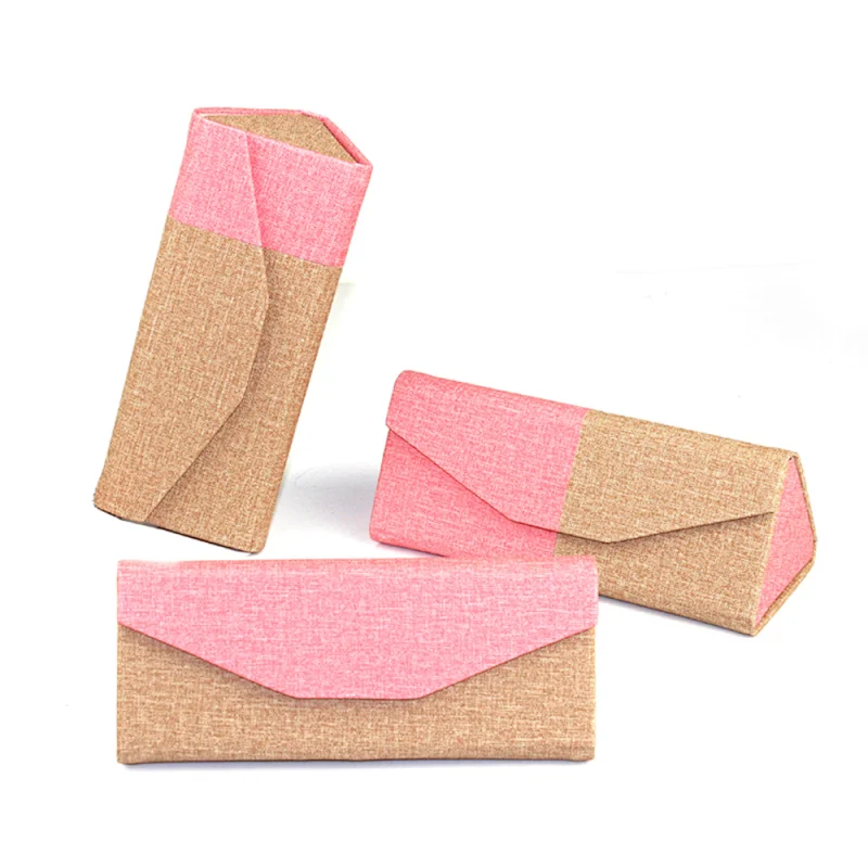 Custom Print Sunglasses Case Triangle Folding Eyeglasses Box PU Leather Handmade Eyewear Case